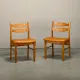 Razorblade style dining chairs by Henning Kjærnulf Oak and Leather Denmark