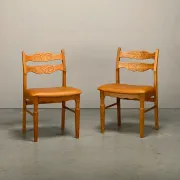 Chaises de salle à manger style Razorblade par Henning Kjærnulf en chêne et cuir, Danemark