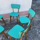 Chaises en skaï pied compas vintage bleu vert