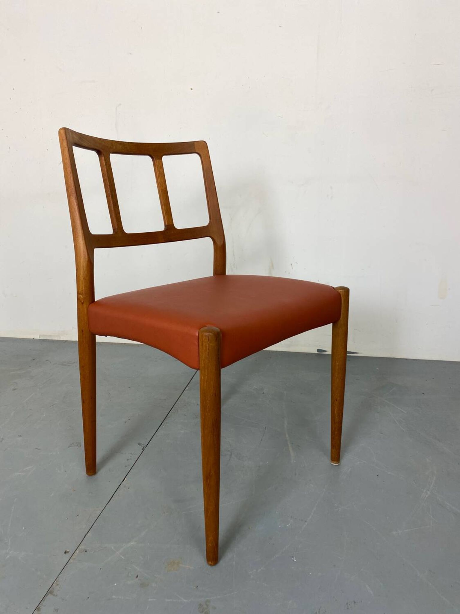 Mid-Century Danish Teak and Leather Dining Chairs by Johannes Andersen for Uldum Møbelfabrik, 1950s, Set of 4