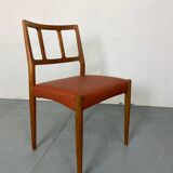Mid-Century Danish Teak and Leather Dining Chairs by Johannes Andersen for Uldum Møbelfabrik, 1950s, Set of 4