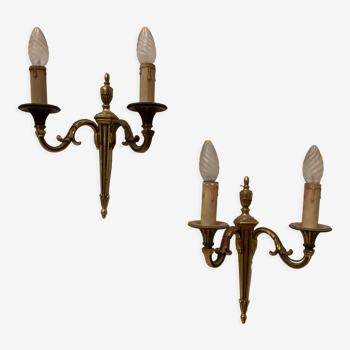 Pair of Louis XV style sconces in gilded bronze XX century