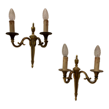 Pair of Louis XV style sconces in gilded bronze XX century