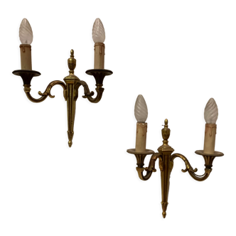 Pair of Louis XV style sconces in gilded bronze XX century