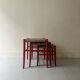 3 nesting stools in red wood e size, Italy 1970