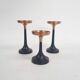 Ensemble de trois bougeoirs design en métal, Danemark