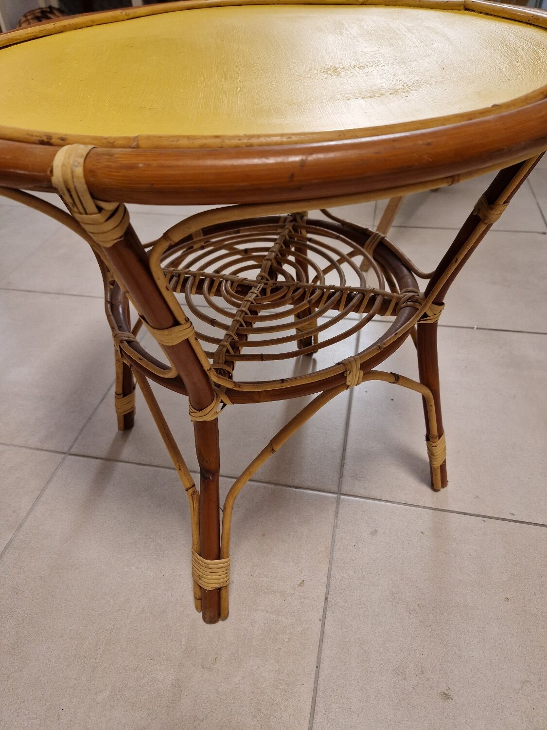 Vintage rattan side table