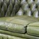 Stylish, English green cow leather spacious 2.5 seater chesterfield sofa