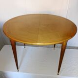 Round table with 2 extensions in light oak from the 1950s