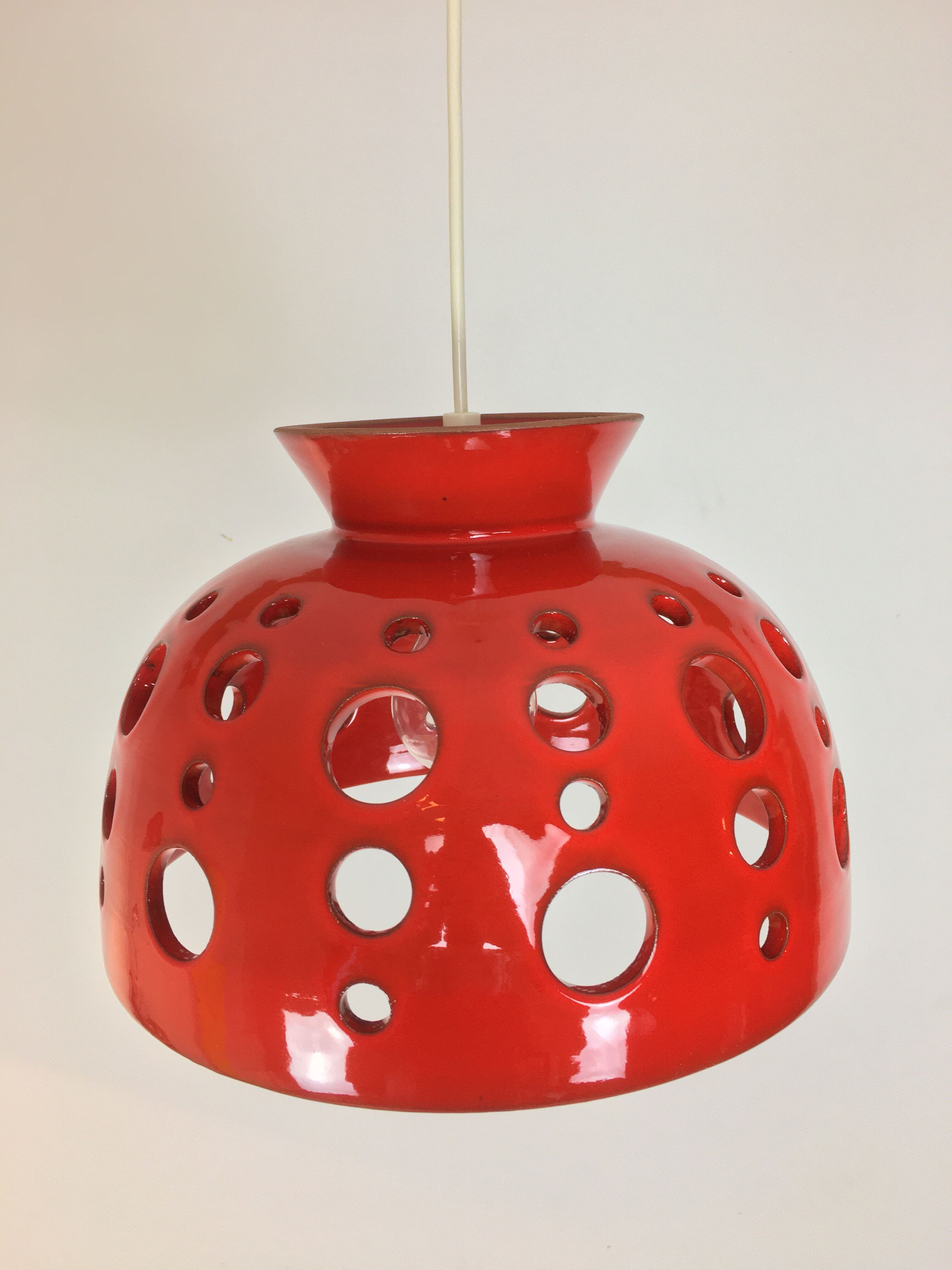 Ceramic hanging space age 70s, orange by Paul Badié