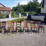 Set of six mismatched Baumann bistro chairs