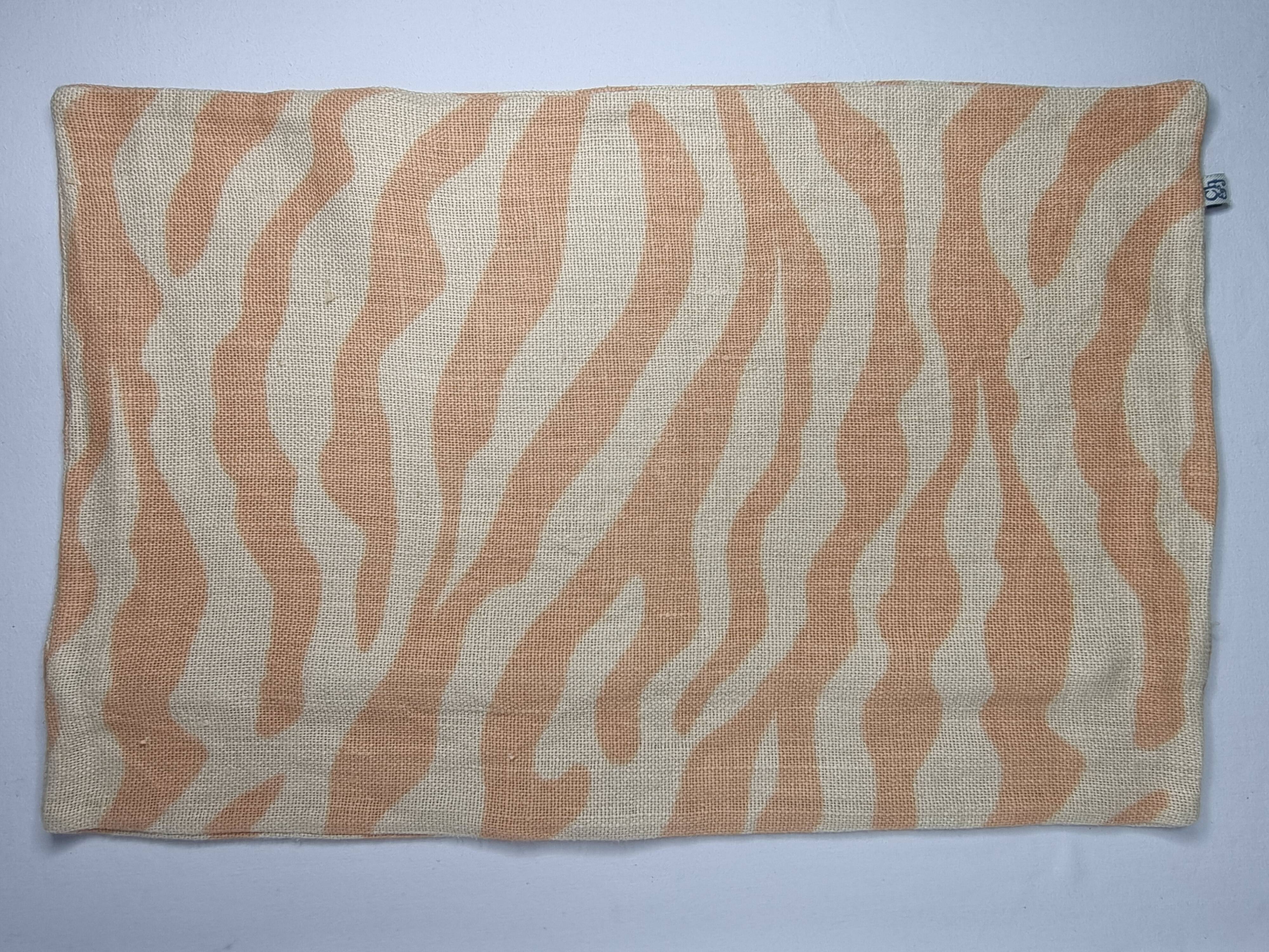 Linen cushion cover, beige and orange zebra pattern, 57 x 37 cm, Chhatwal & Jonsson