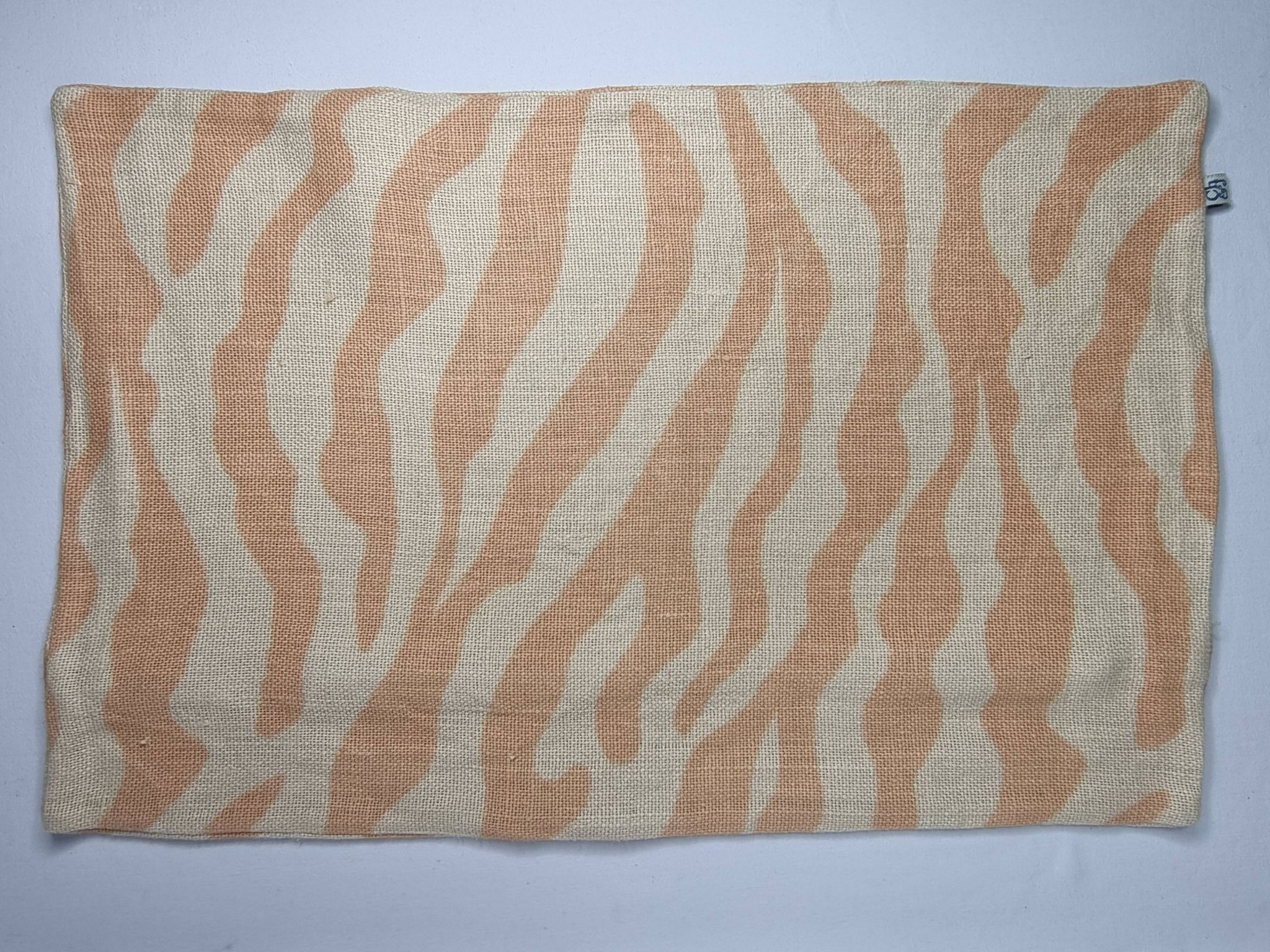 Linen cushion cover, beige and orange zebra pattern, 57 x 37 cm, Chhatwal & Jonsson