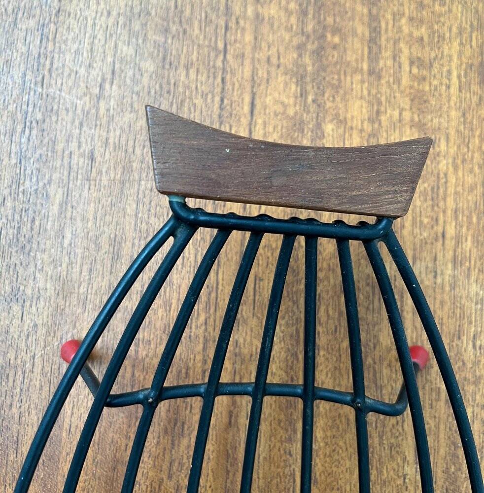 Mid-Century String Fruit Bowl with Teak Handle, 1960s