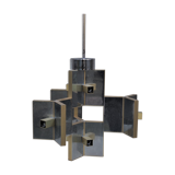 Ceiling lamp in chromed aluminum and brass, 1970