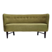 Canapé danois 2 places, bon état d'origine, meuble laine, chêne.