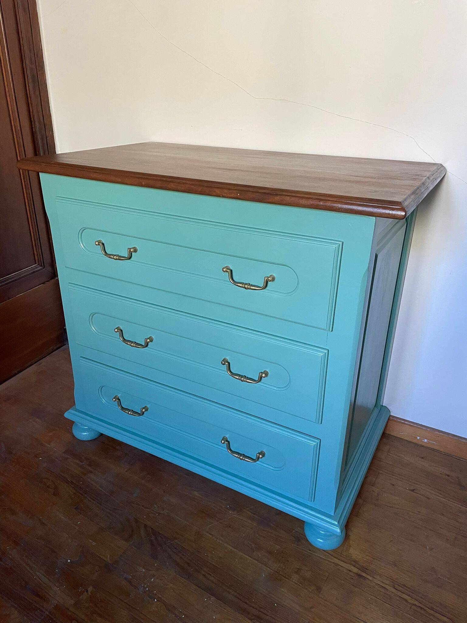 3-drawer chest of drawers in duck blue oak