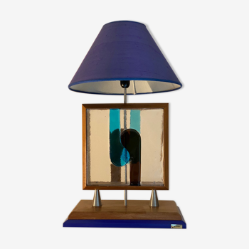 Italian designer accent lamp blue base