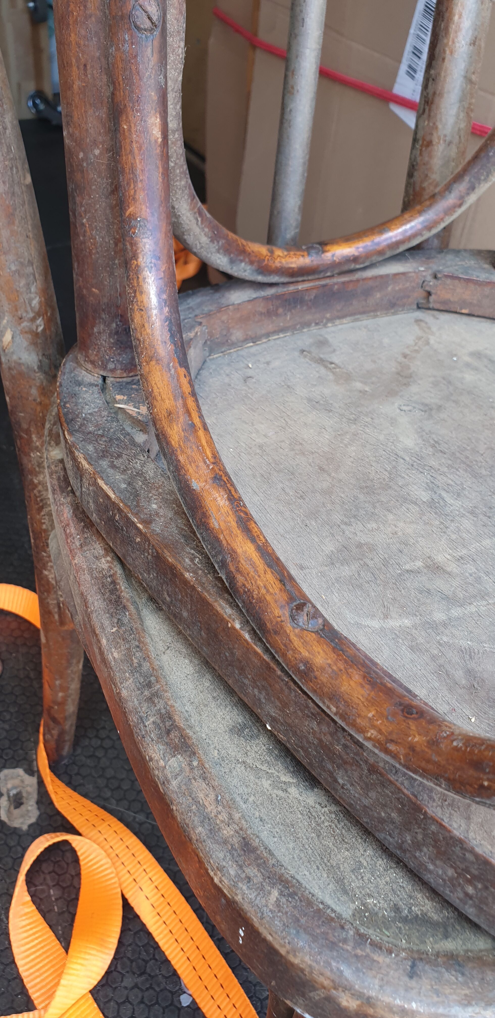 Pair of curved wood bistro chairs