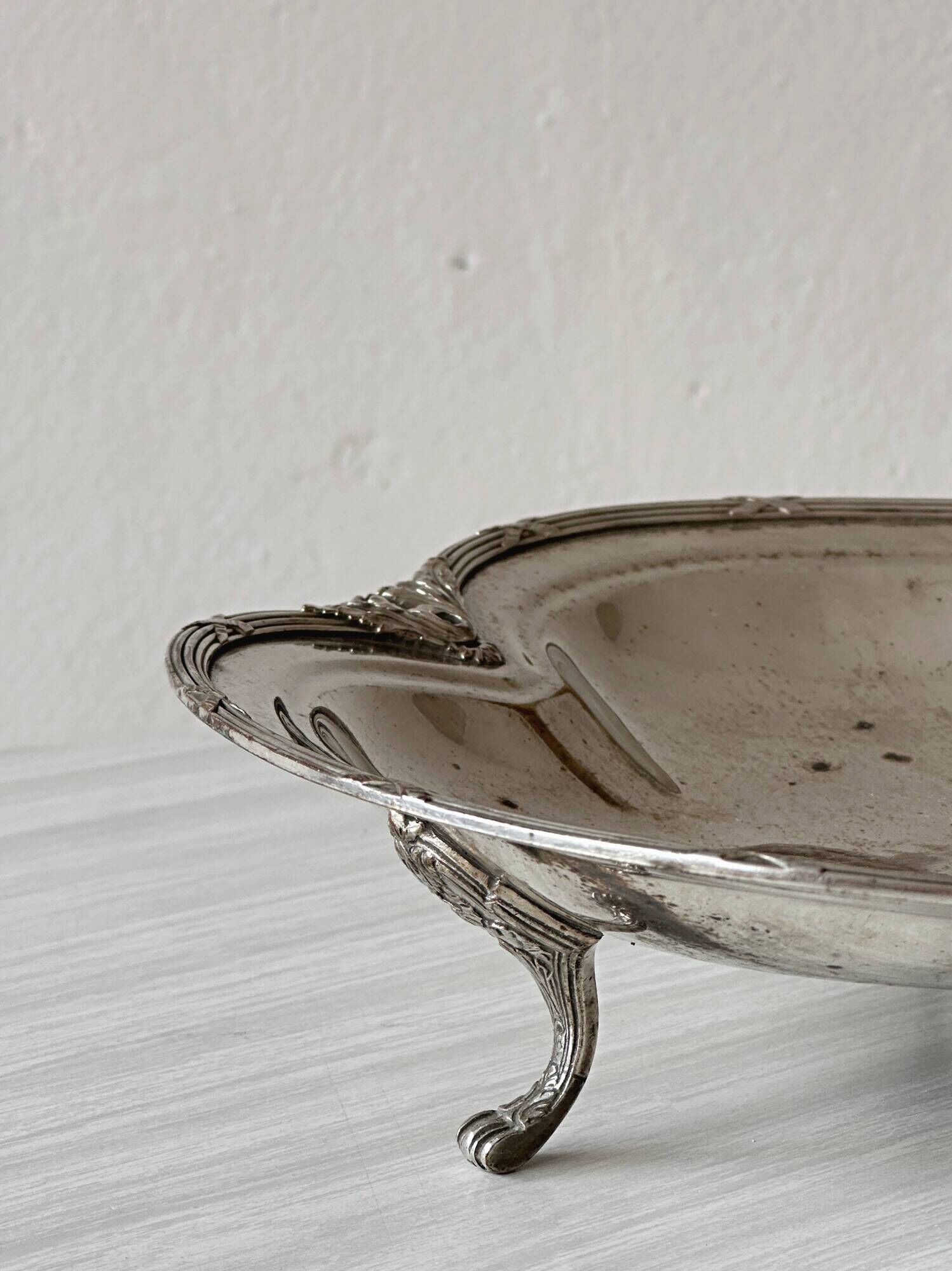 Antique silver plate on cabriole legs