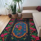 Charming Romanian rug with deers, lovely nature scenery on a floral background 155x205cm