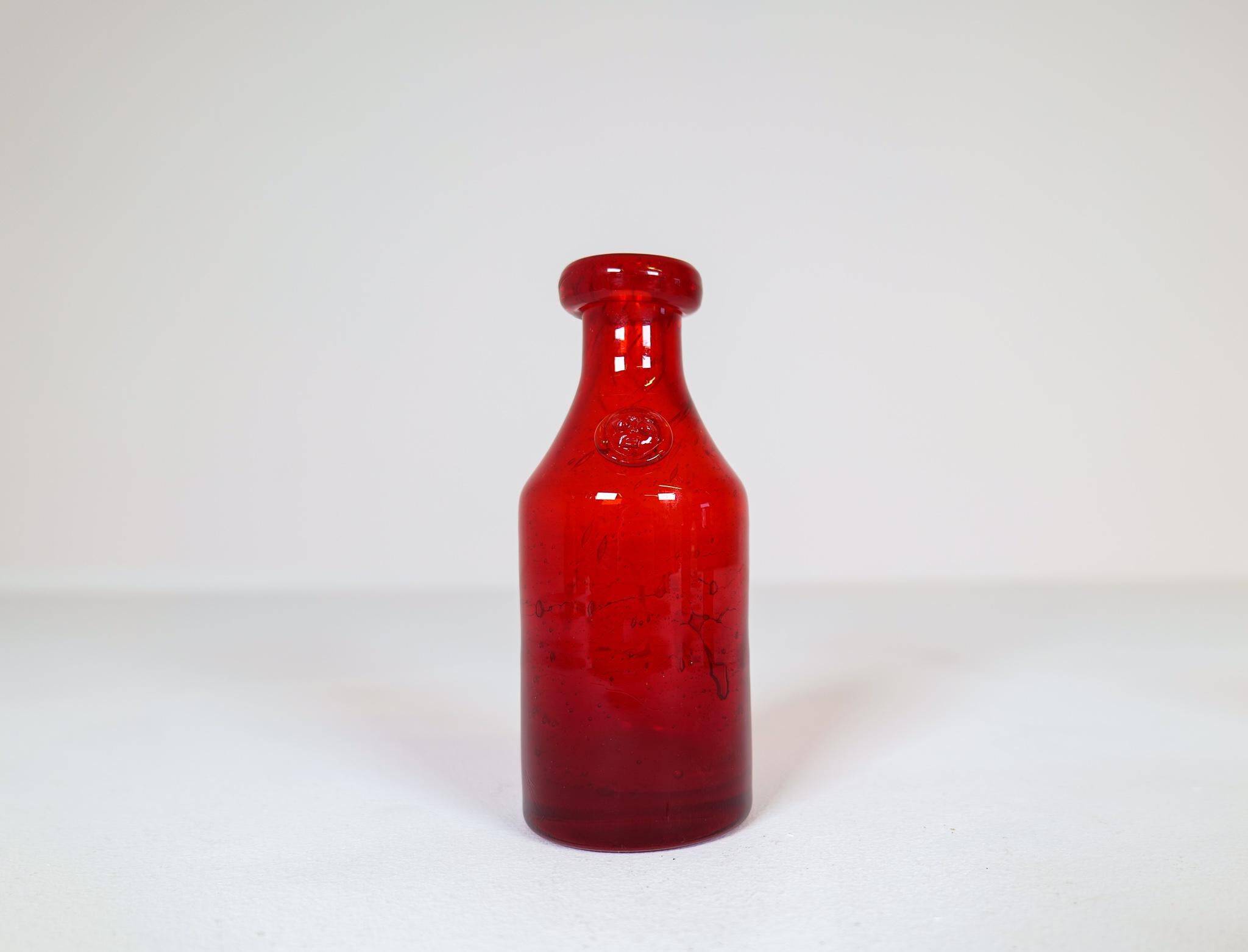 Collection of five rare red vases by Erik Hoglund, Sweden, 1960s.