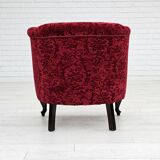 1950s, Danish vintage chair, red cotton/wool fabric, beech wood.