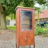 Small marquetry display case in transition style, 19th century