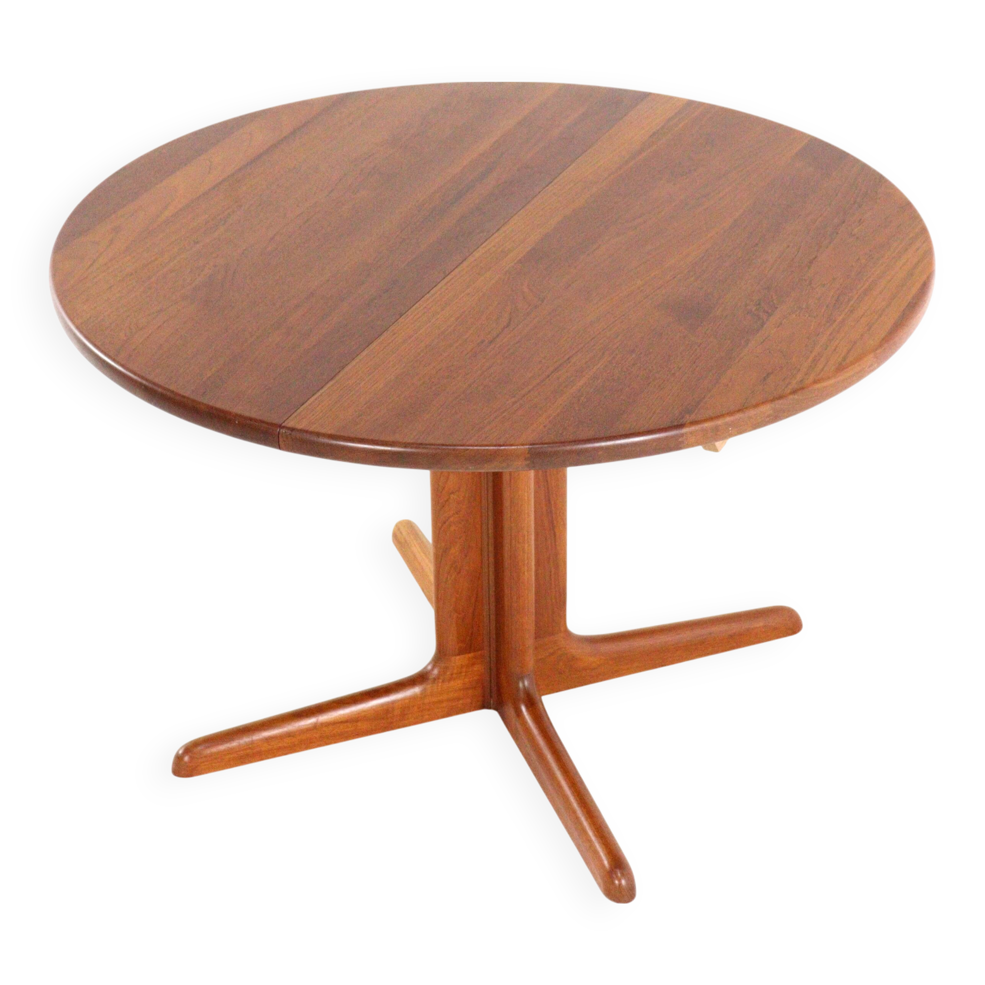 Round 2x extendable Danish Design teak dining table 'Krageris'