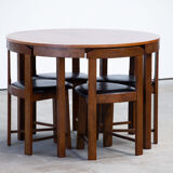 Table set and built-in chairs (x4) Vintage Scandinavian 1960