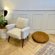 Vintage armchair – Ecru fabric – 1970s