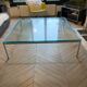 Table basse design Italien verre épais et acier brossé