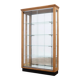 Blonde walnut display cabinet with sliding glass doors – 20th century