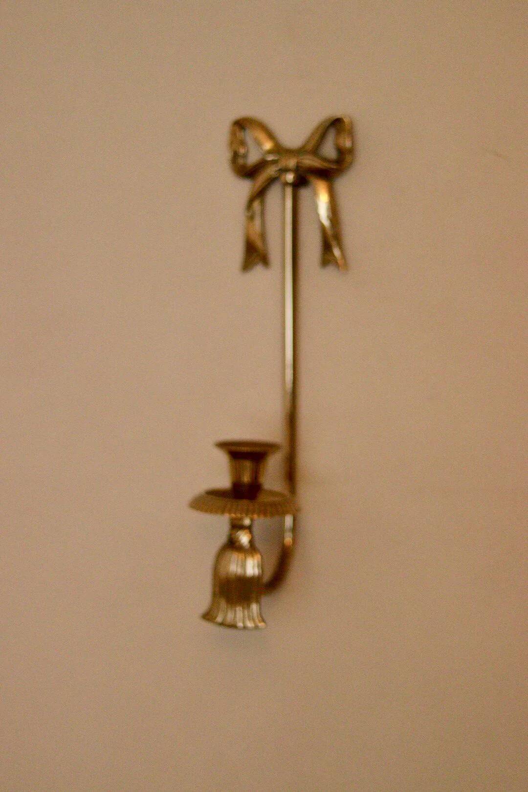 Grande applique murale vintage en laiton avec nœud