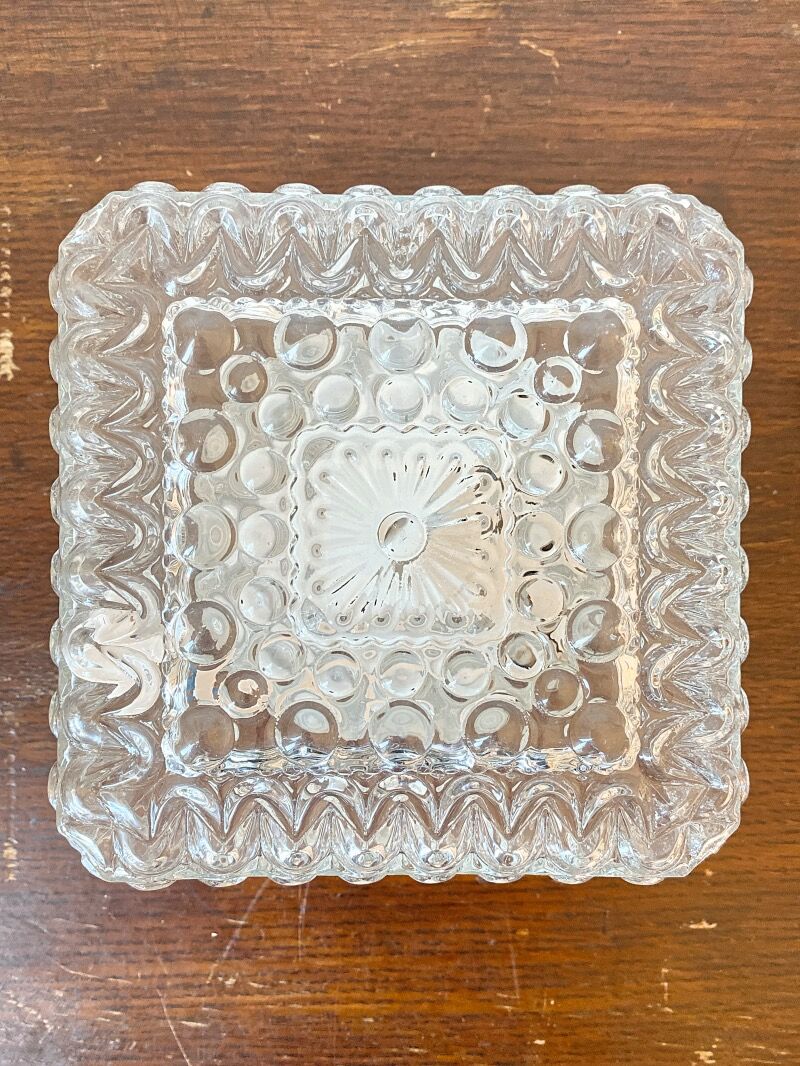 Ceiling lamp or wall lamp in square glass