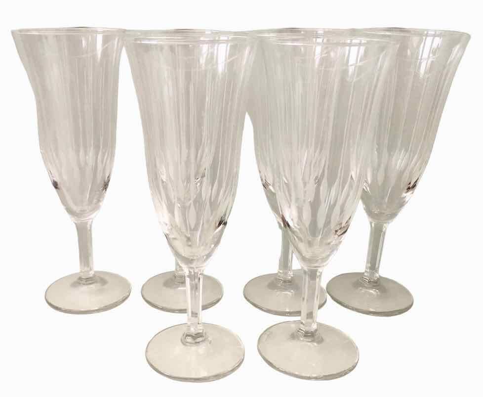 6 chiseled glass champagne flutes