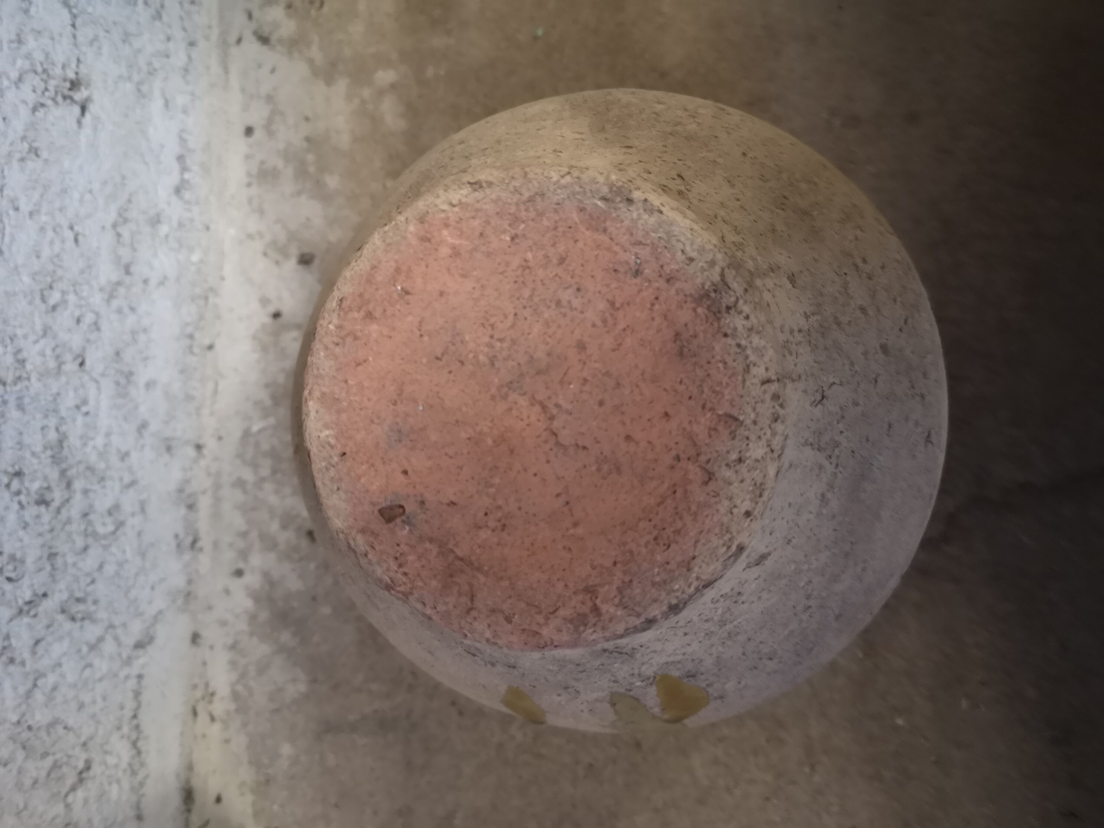 Ancient yellow sandstone pot