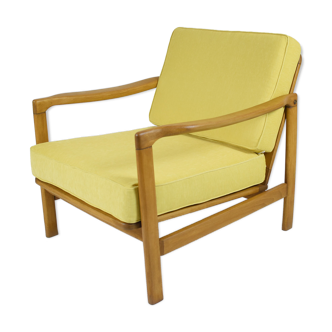 Original scandinavian armchair 60s, designer Z. Baczyk, restored, yellow fabric