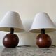 Lot de 2 lampes boule bois