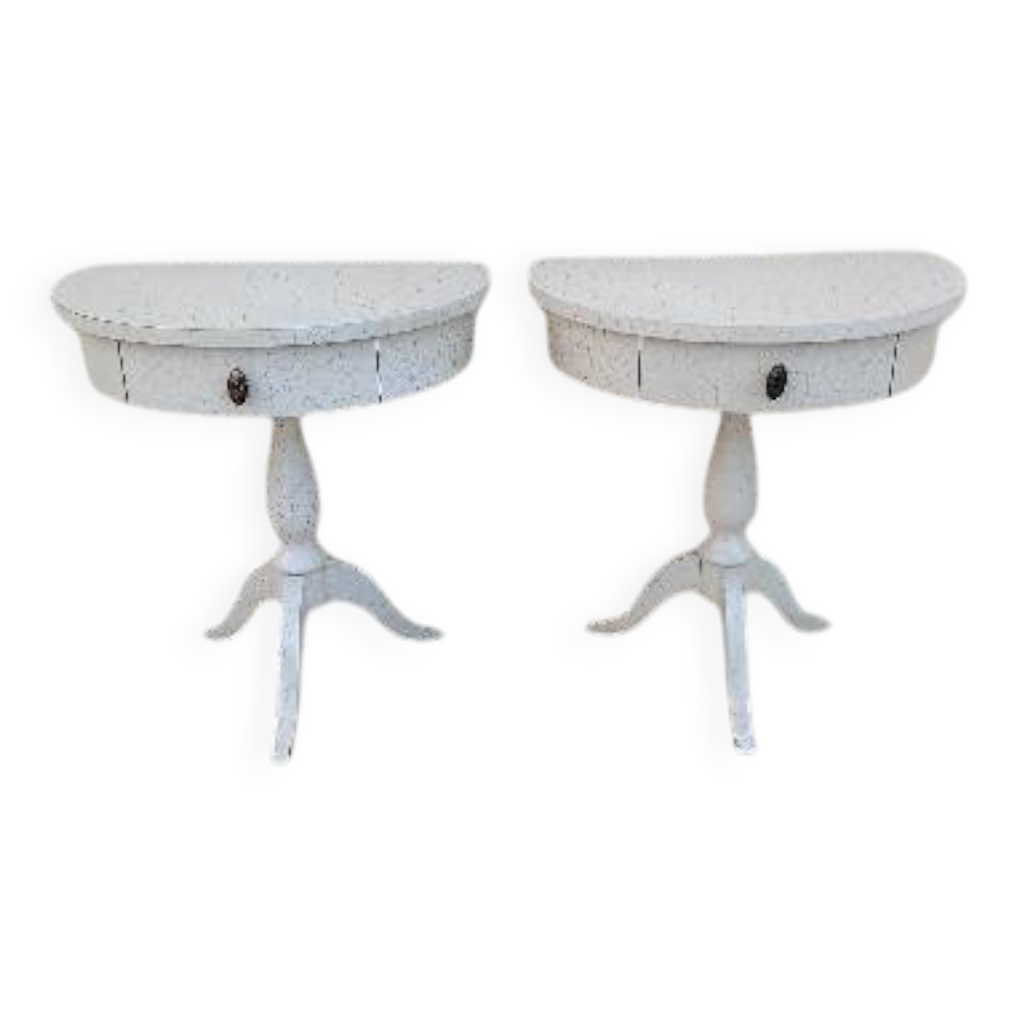 Pair of vintage cracked wood bedside tables from the 70s