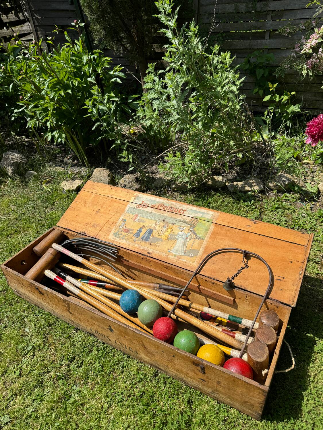 Old vintage wooden croquet game