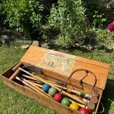 Old vintage wooden croquet game