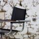 Pair of Bauhaus cantilever armchairs in chromed metal and leather, 1970