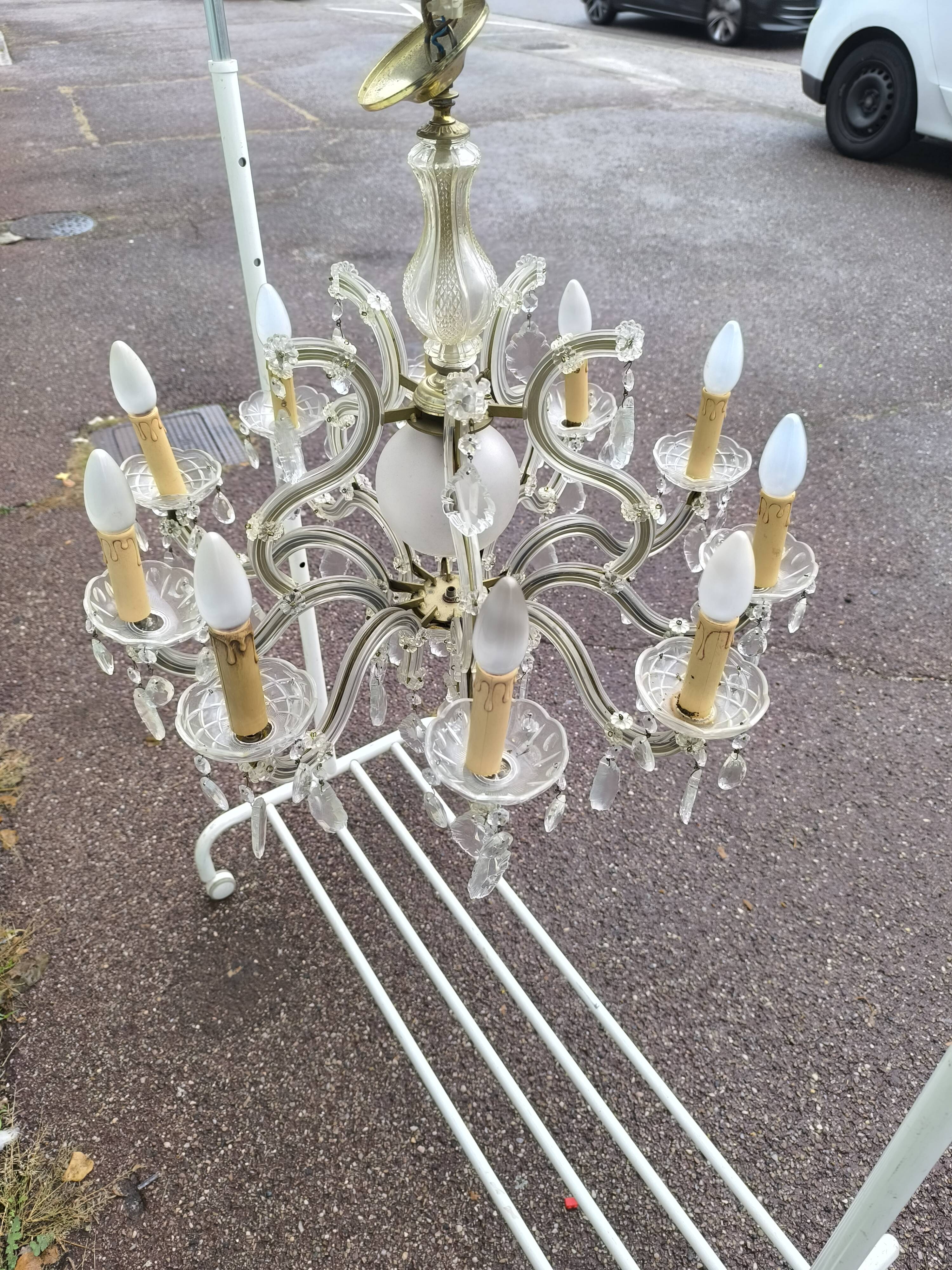 10-branch glass tassel chandelier