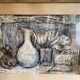 Still life modern gouache painting on paper signed and framed