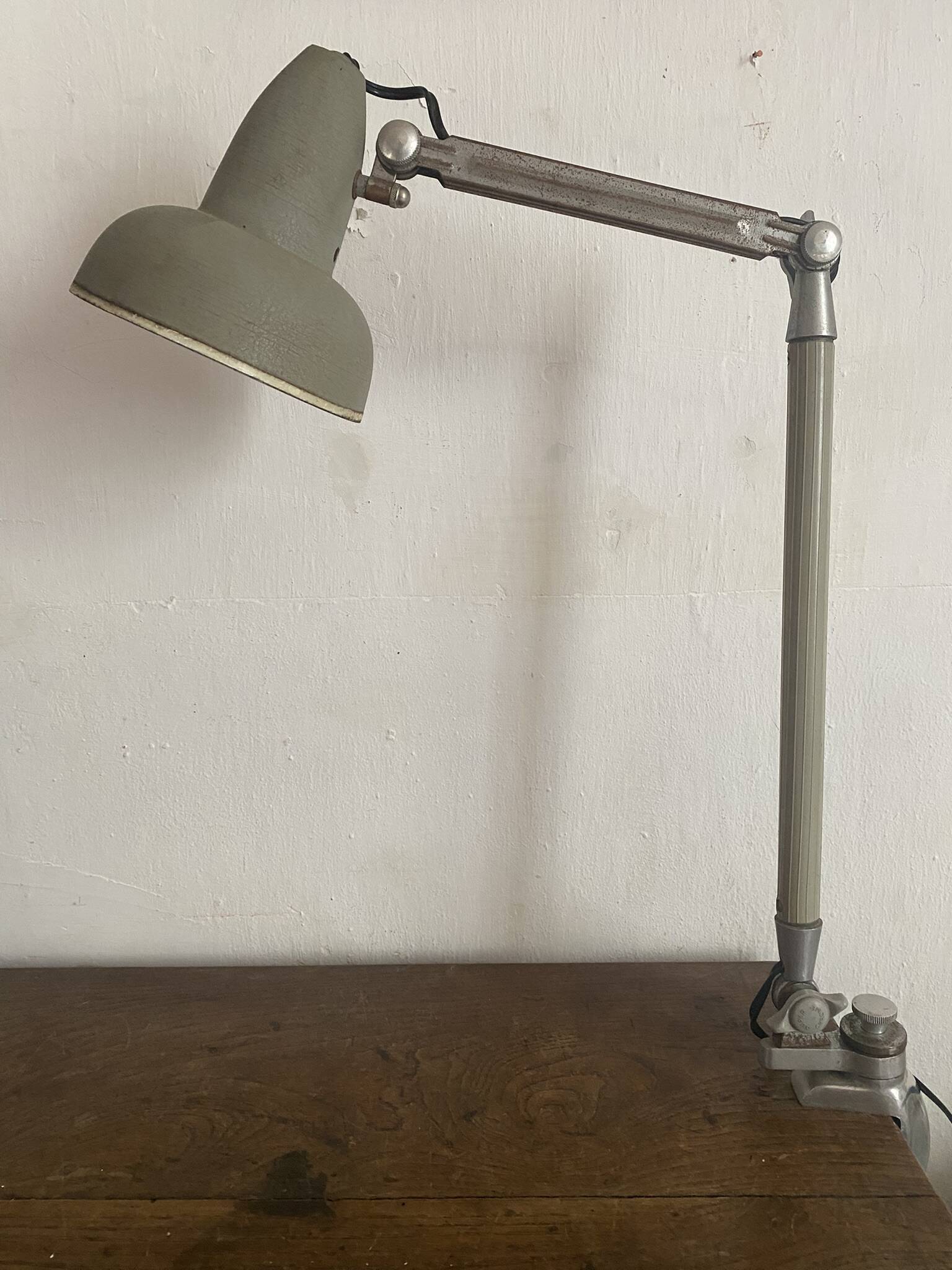 Lampe d'atelier Superchrome à étau , lampe industrielle 2 bras