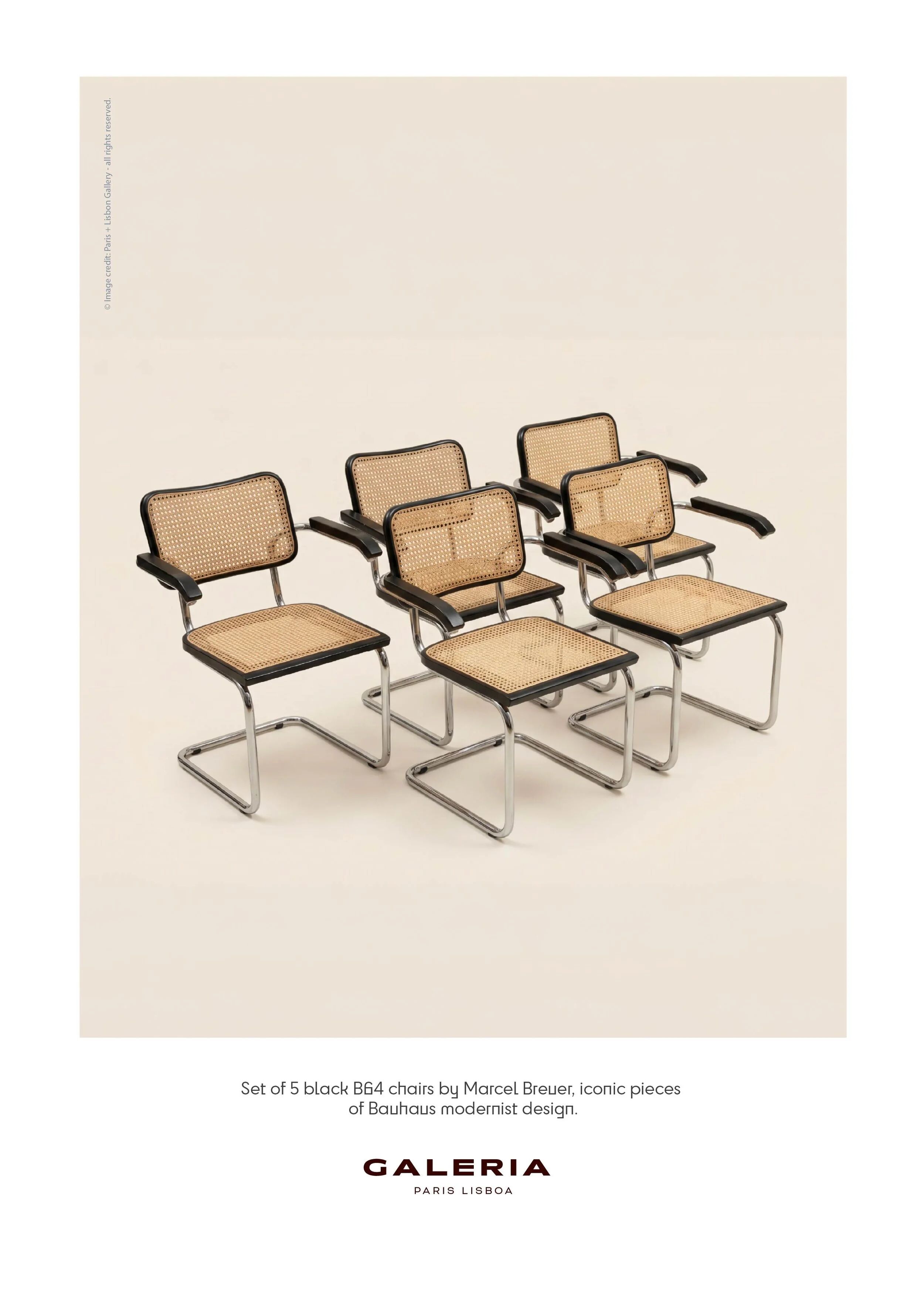 Superbe fauteuil B64 noir de Marcel Breuer (lot de 5)