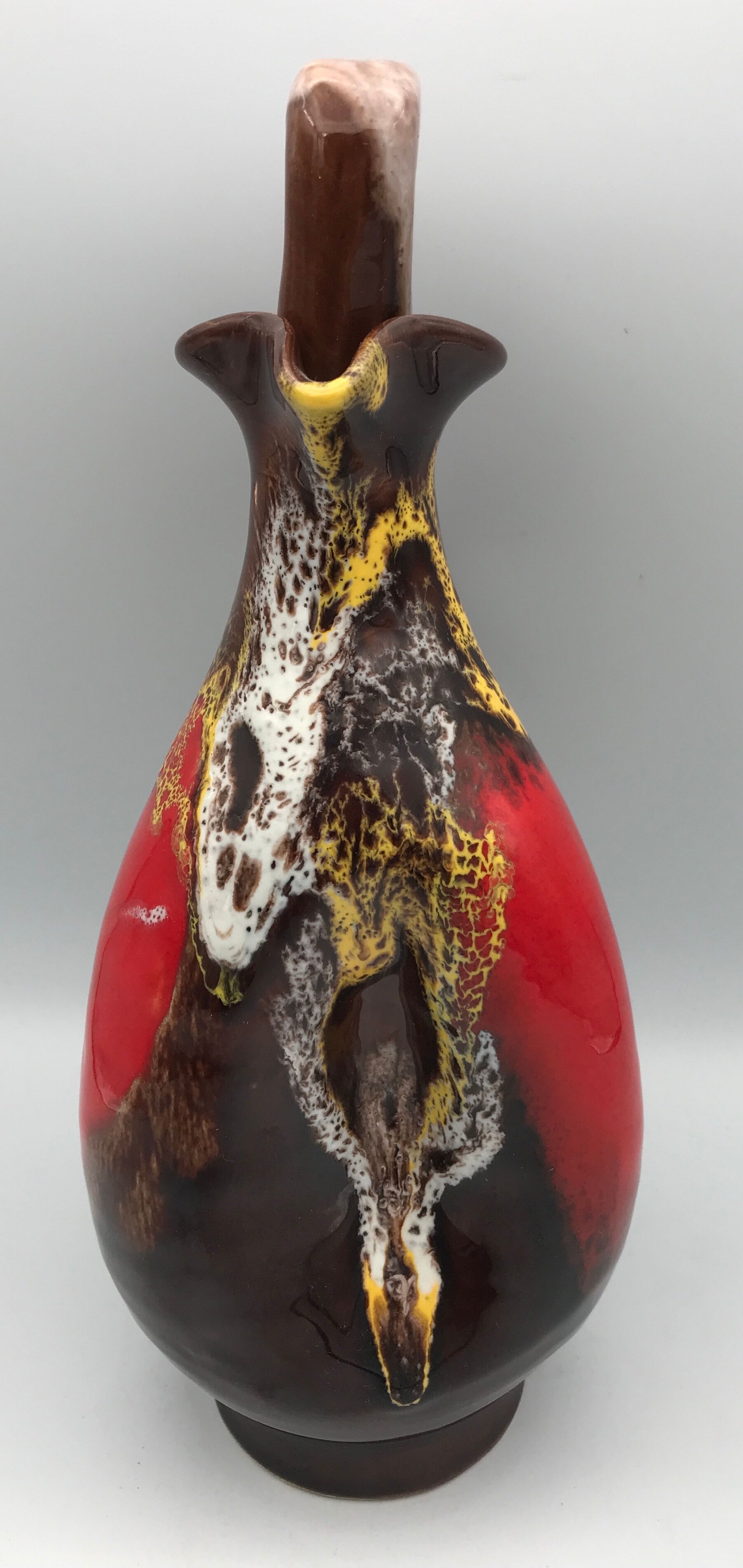 Ceramic bottle of vallauris polychrome enamel 25 cm