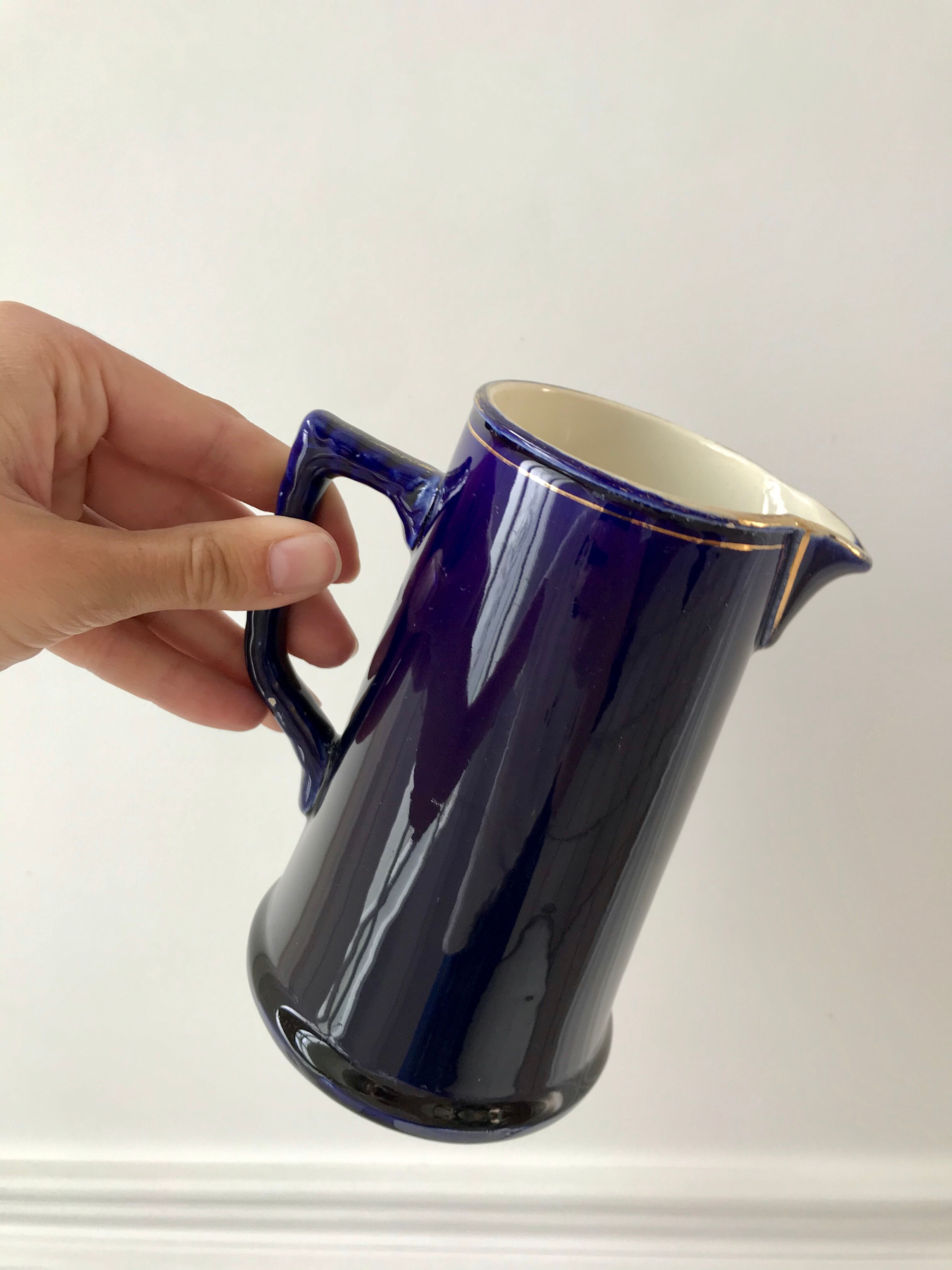 Milk pot blue king Salins art deco 30s