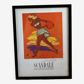 Affiche lingerie mode 1940 publicité ancienne